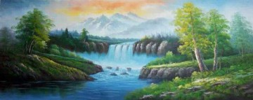 Waterfall in Summer Chinese Landscape Oil Paintings